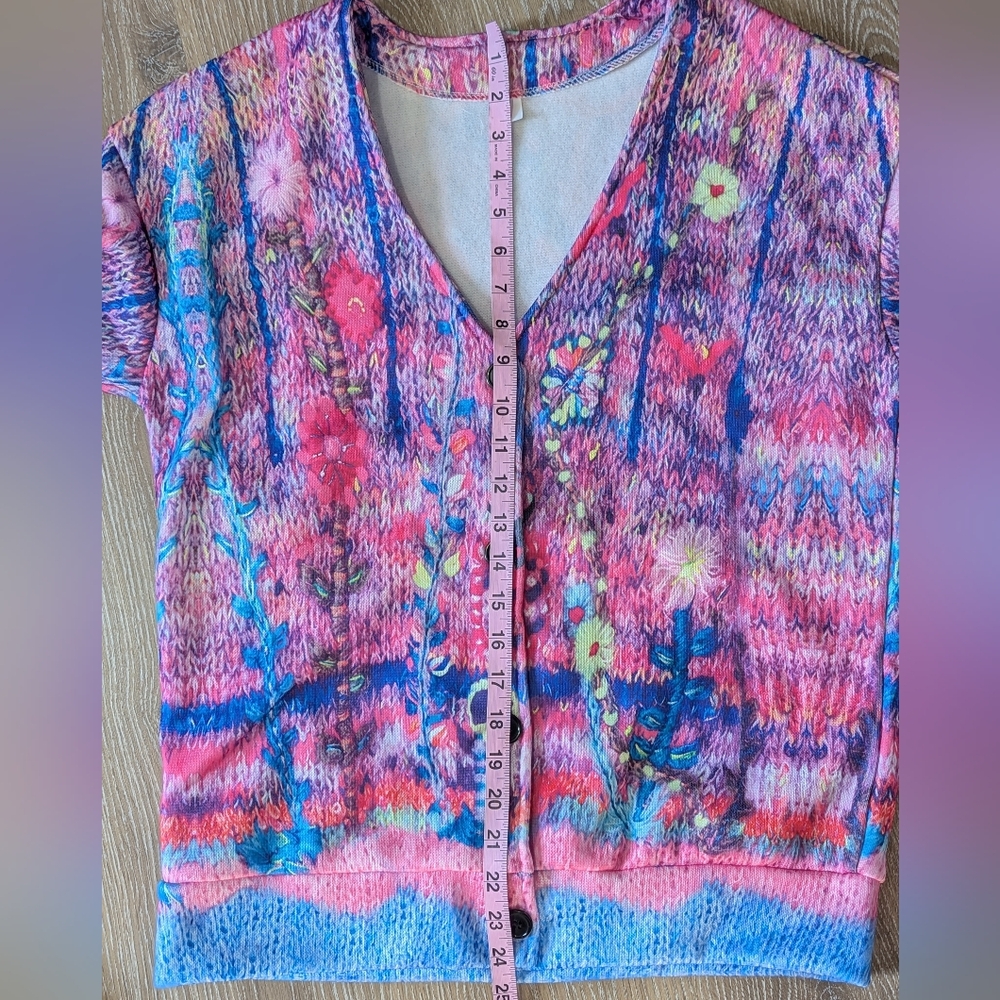 Women's Floral Abstract‎ Button Up Cardigan - Picture 11 of 11